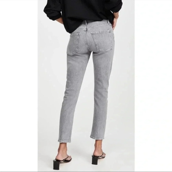 Agolde Mirror Gray Toni Mid Rise Straight Jeans 23 - Picture 2 of 7